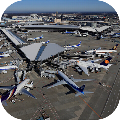 成田国際空港第１旅客ターミナルビルサテライト 所在地：千葉県成田市 第１サテライト 竣工年：1997年 規模：地上3階、15,575㎡ 第２サテライト 竣工年：2000年 規模：地上3階、15,867㎡ 第３サテライト 竣工年：2002年 規模：地上4階、32,191㎡ 第４サテライト 竣工年：2005年 規模：地上4階、32,783㎡ 第５サテライト 竣工年：2006年 規模：地上4階、49,315㎡